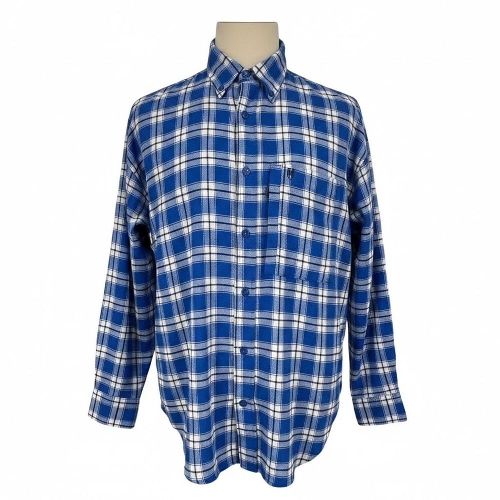 NEW Heybo Stonecamp Brushed Flannel Shirt Men's MEDIUM Blue Plaid
